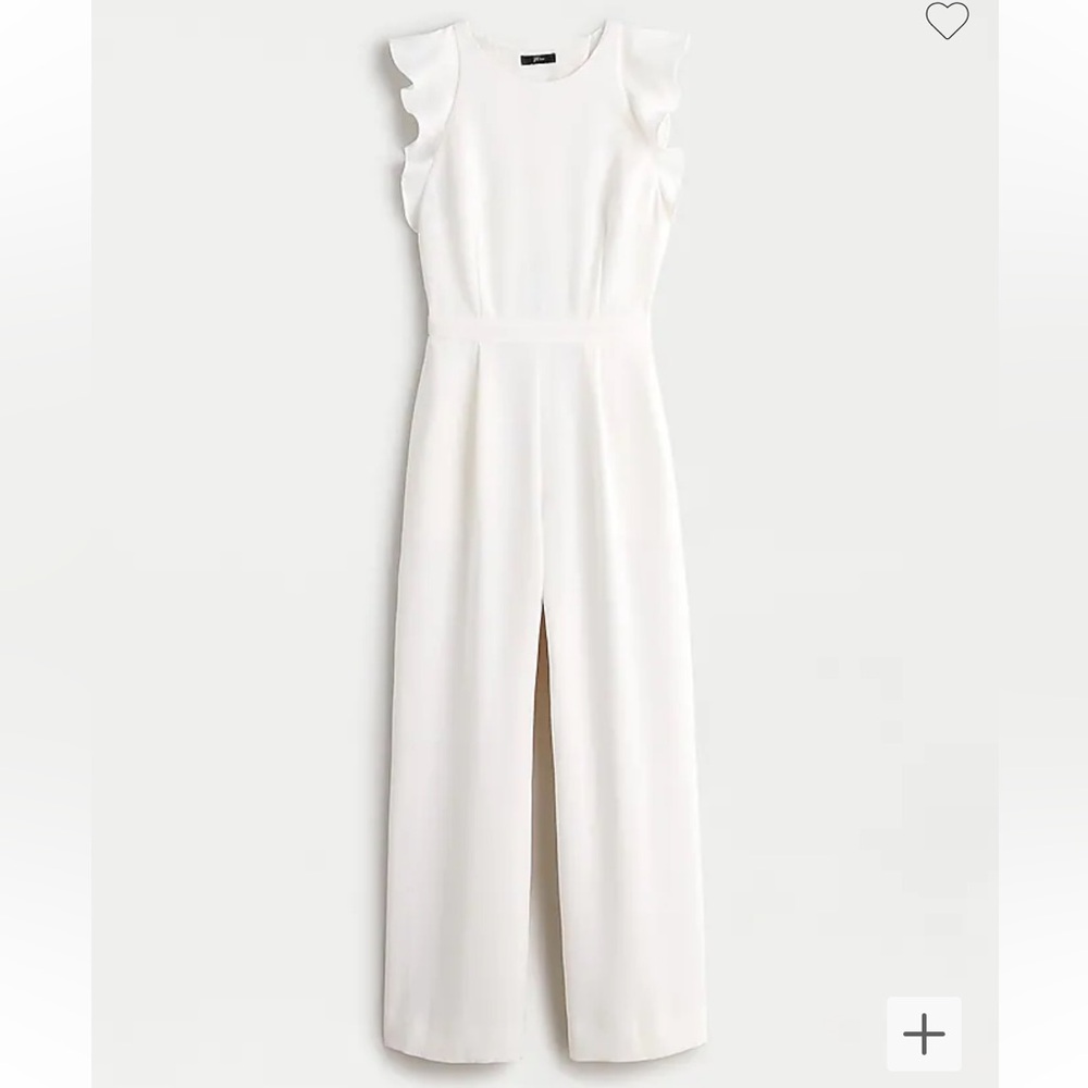 J. Crew Sleeveless Ruffle Jumpsuit - Ivory - Size 8